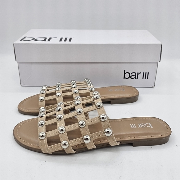 Bar III Women's Pecanna Open Toe Casual Slide Sandals Studded Nude Size 5.5M - Picture 6 of 12